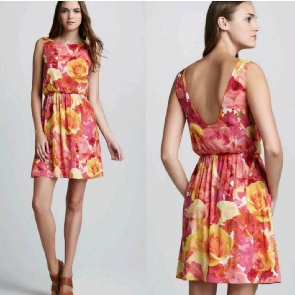 Alice + Olivia Becky Silk Watercolor Floral Dress, Size XS